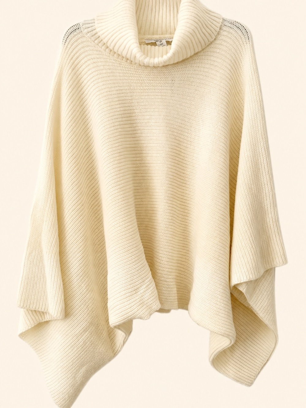 Anna & Ava Cream Turtleneck Knit Poncho
